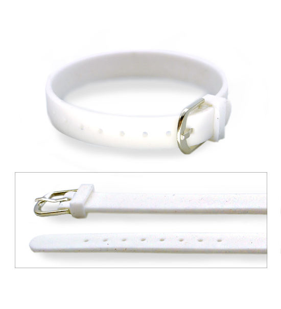 Silicone wristband (1 pc) 1 cm width. - White
